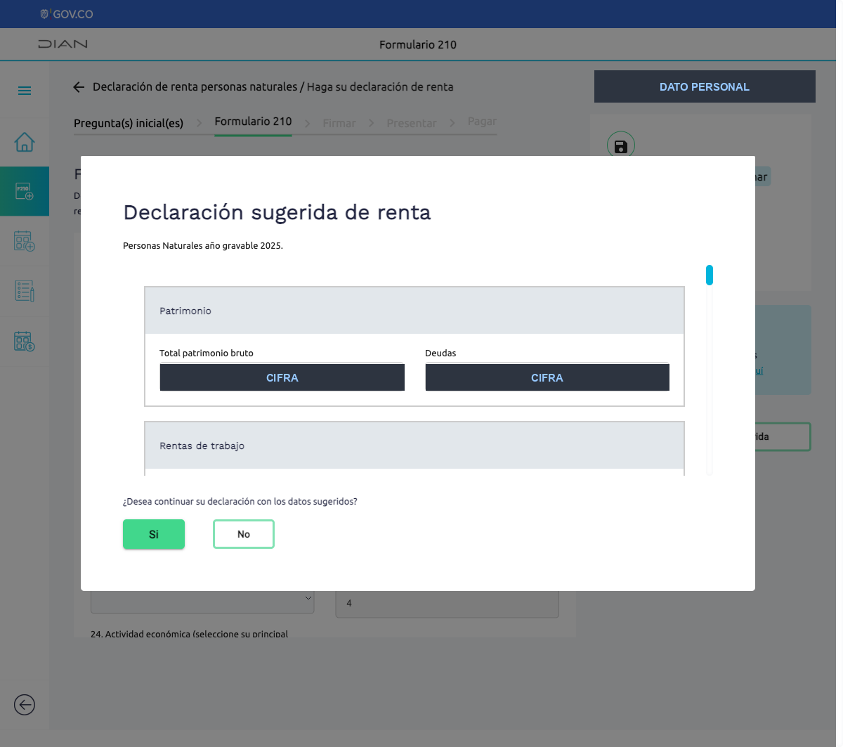 Declaración sugerida