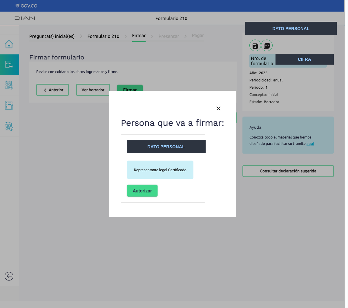 Persona que va a firmar
